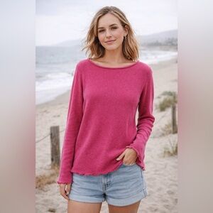 Free People FP Beach Cabo Knit Top Fuchsia Size M NWT